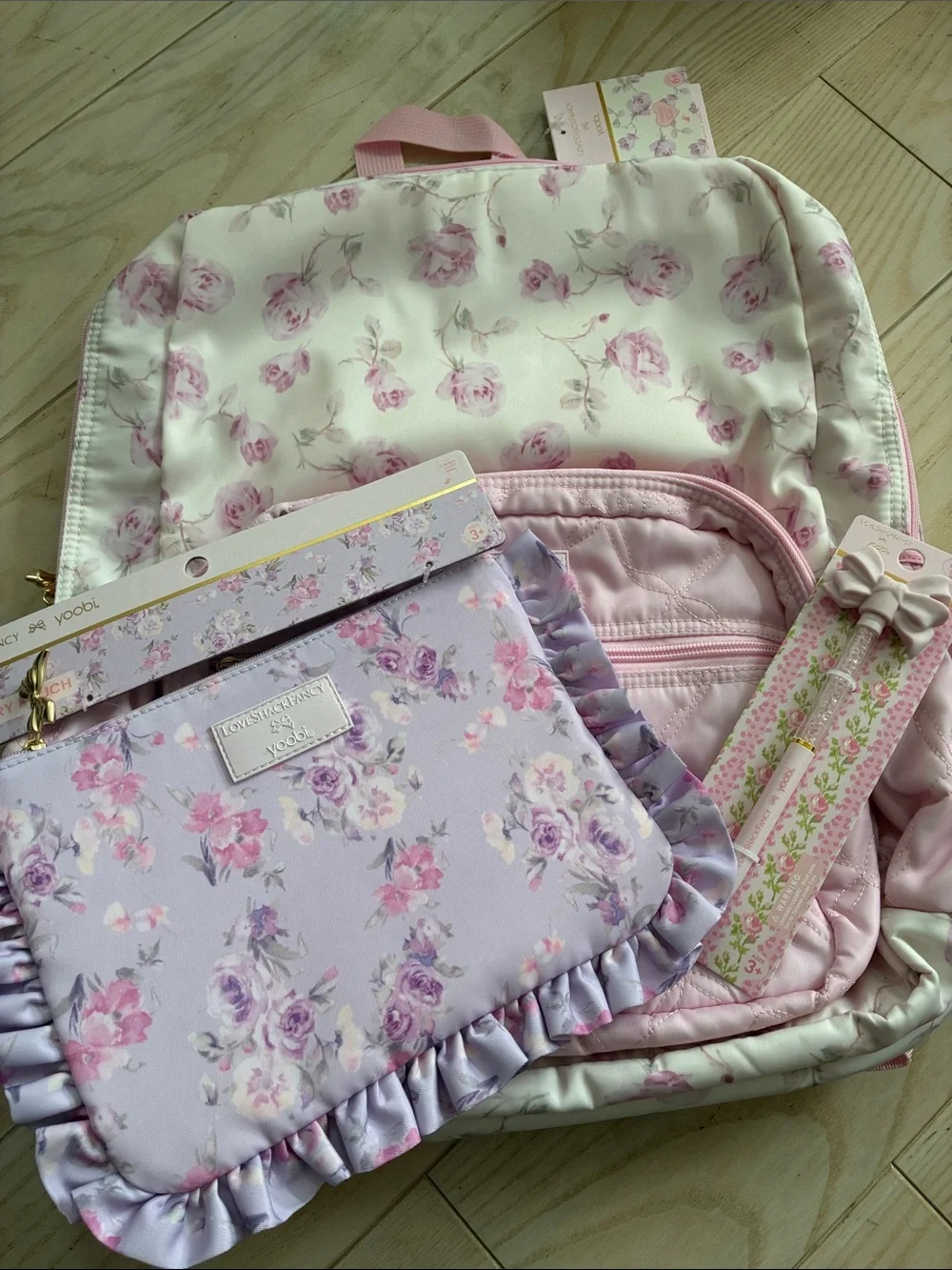 Love Shack Fancy x Target Ribbon Rosa Backpack Set - includes pen & pouch